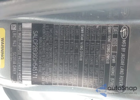 2016 Land Rover Discovery Sport Se z USA, uszkodzony, nr VIN SALCP2BG6GH545171